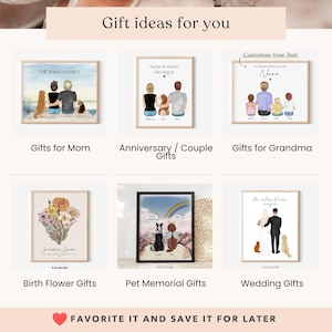 Retrato para los padres de la novia, regalo para la madre de la novia, dibujo de boda personalizado, arte mural familiar personalizado para mamá y papá. imagen 15