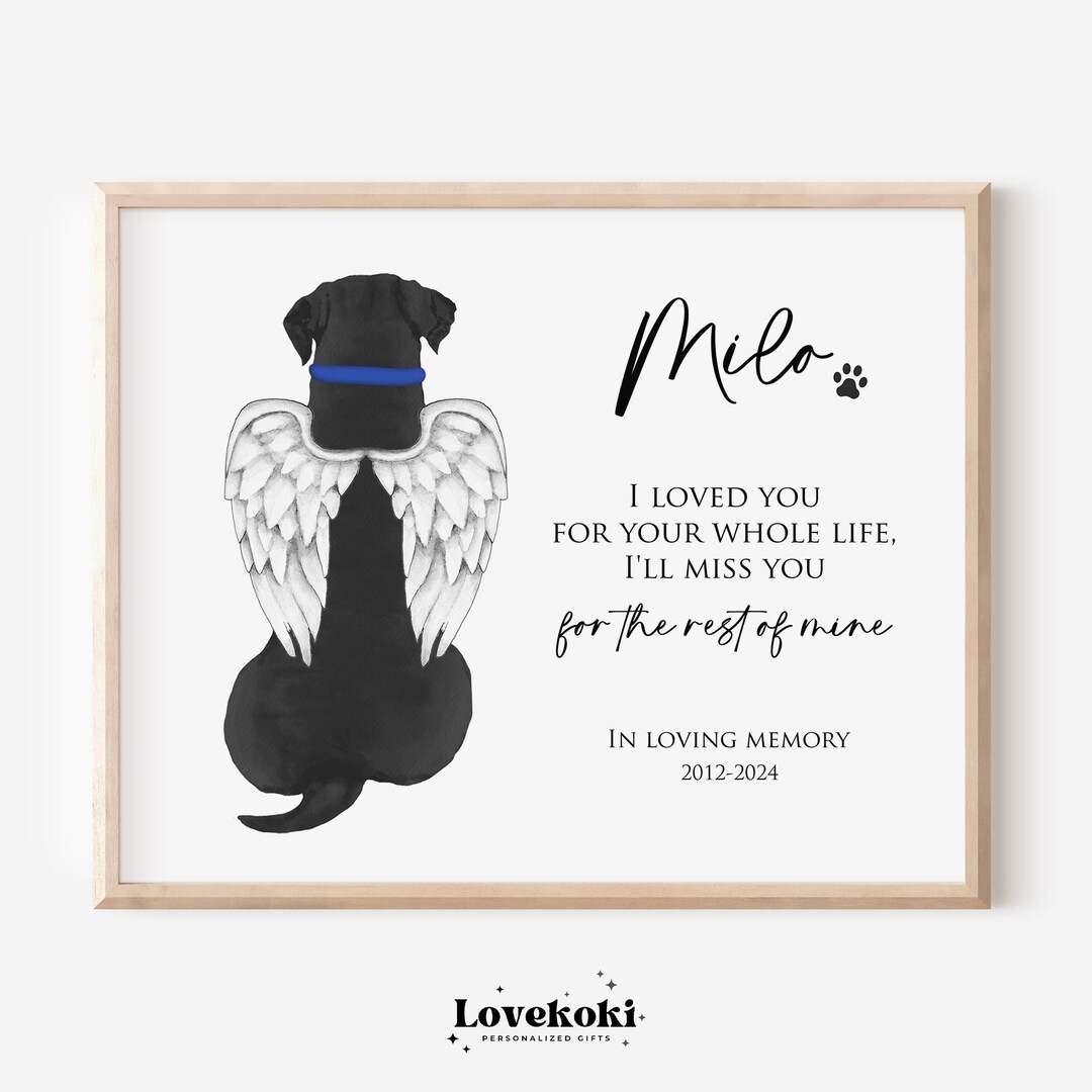 Dog Memorial Wall Art Gift, Custom Pet Portrait, Personalized Pet Loss
