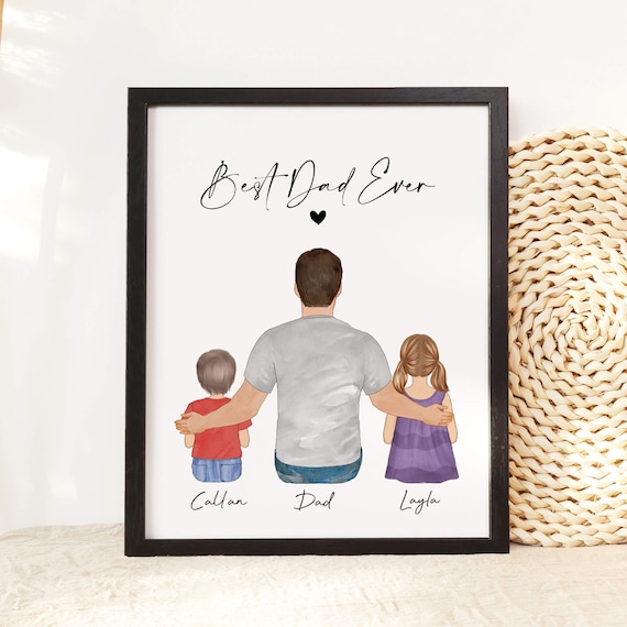 Buy Personalized Gift for Dad From Kids, Daddy Birthday Gift, Custom Family  Portrait Drawing, Gift for Husband, Best Dad Ever Print Wall Art Online in  India 