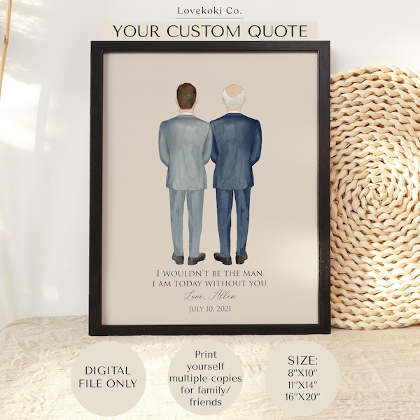Wedding Gift for Father of the Groom on Wedding Day, Father of the Groom Gift from Son, Father of the Groom Drawing Wedding Illustration