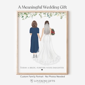 Mother of the Bride Gift from Daughter, Personalized Mom and Daughter Wedding Print, Bridal Shower, Mom Daughter Art