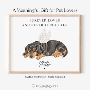 Custom Dog Memorial Portrait, Personalized Pet Remembrance Art, Dog Sympathy Gift, Angel Wings Bereavement Keepsake, Digital Print