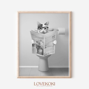 カスタムトイレの猫のポートレート写真、面白い猫の犬のポートレート、デジタルバスルームの壁アート装飾、パーソナライズされたペットの母の日ギフト、猫のお母さん