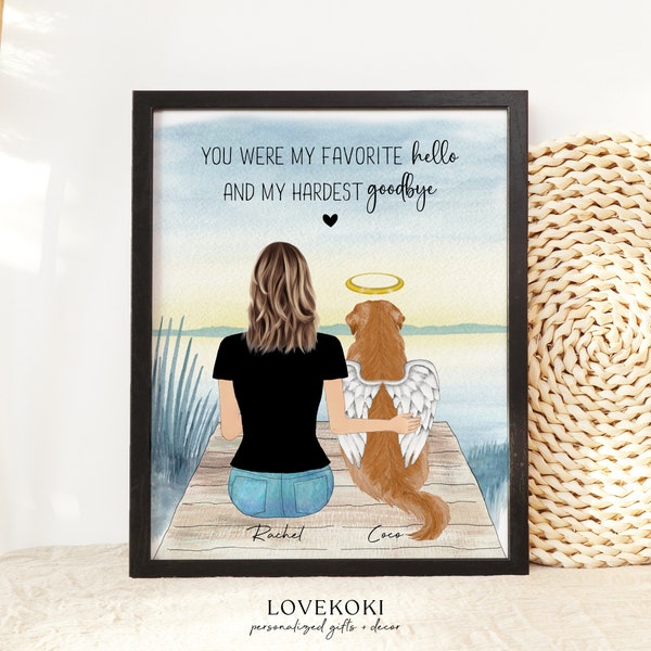 Dog Mom Print, Dog Memorial, Sympathy Gift, Personalized Pet Loss Gift, Pet Memorial Gift, Custom Dog Print,Remembrance Present,Pet portrait