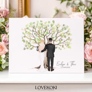 Wedding Fingerprint Tree Guest Book Alternative, Personalized Bride and Groom Keepsake, Custom Wedding Print, Unique Guestbook Art