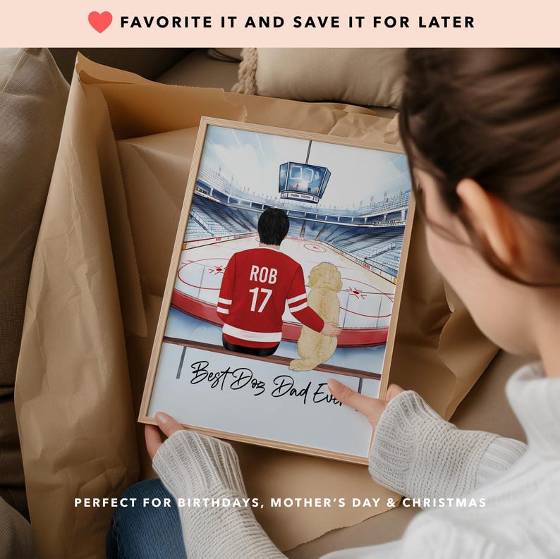 Retrato familiar de hockey personalizado, arte de pared personalizado del equipo de ensueño, regalos para papá y mamá aficionados al hockey, regalo para esposo y esposa, regalo para amantes del hockey imagen 12