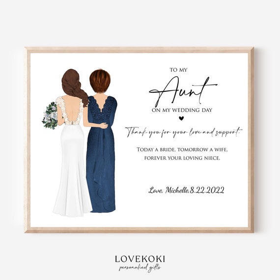 Wedding Gift for Aunt of the Bride Gift on Wedding Day Custom