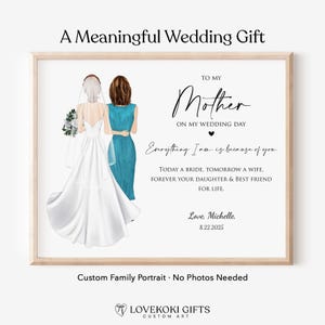 Mother of the Bride Gift from Daughter, Custom Wedding Portrait, Personalized Mom & Bride Art, Bridal Keepsake,Wedding Day Thank You Present