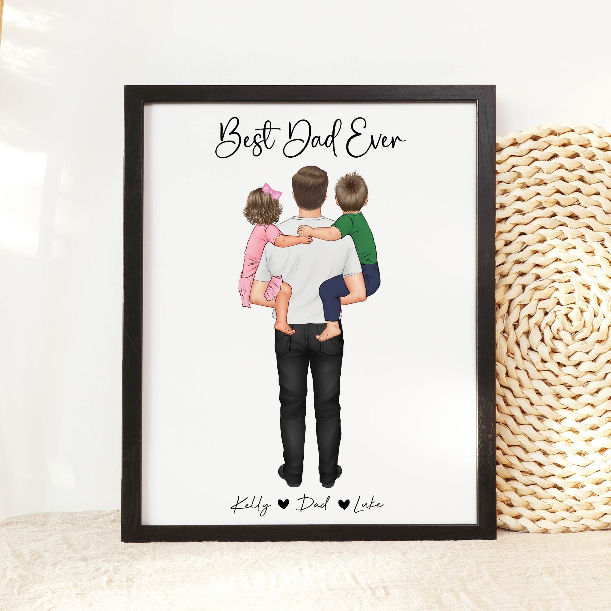 Personalized Father's Day gift For Dad, Custom Wall Art of Dad and Toddler, Family Portrait,Dad print art from wife,Best Dad Ever Daddy Art