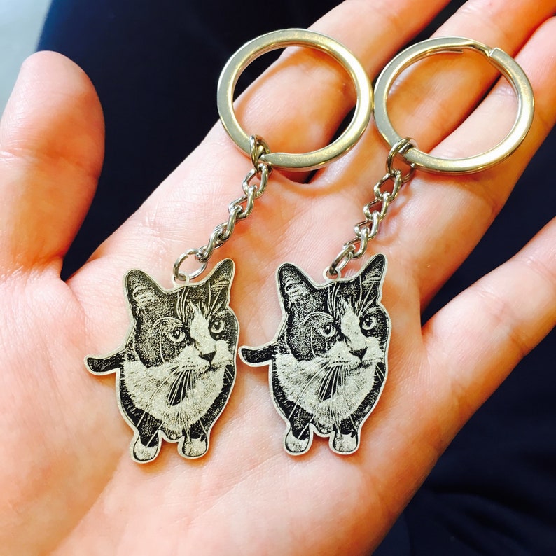 Personalized Cat Keychain Custom pet keychain Cat lady gift Etsy