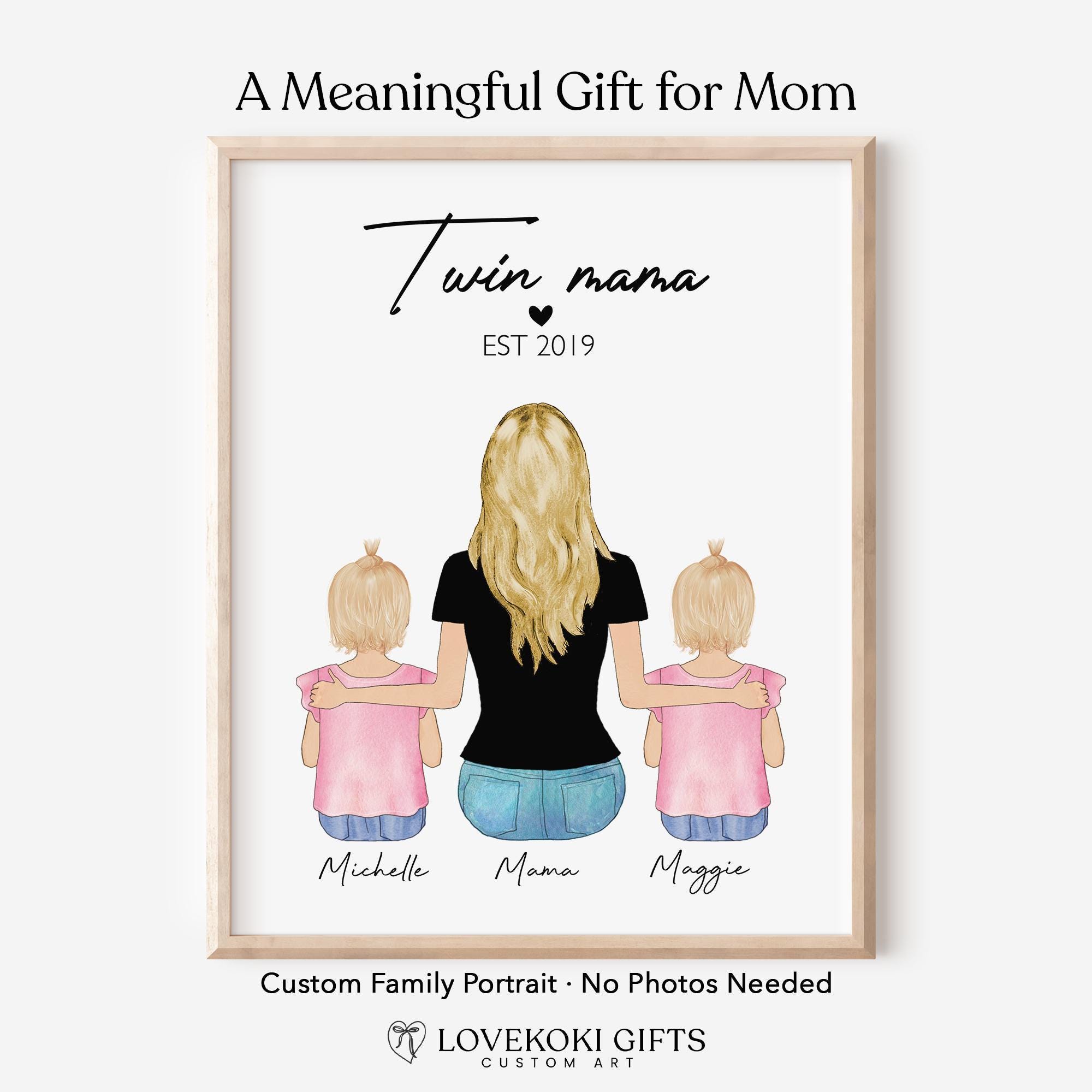 Personalized Twin Mama Mothers Day Gift for Wife, Mother of Twins
