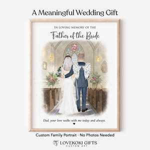Father of the Bride Memorial Wedding Portrait, Loss of Father Art, Wedding Remembrance Print