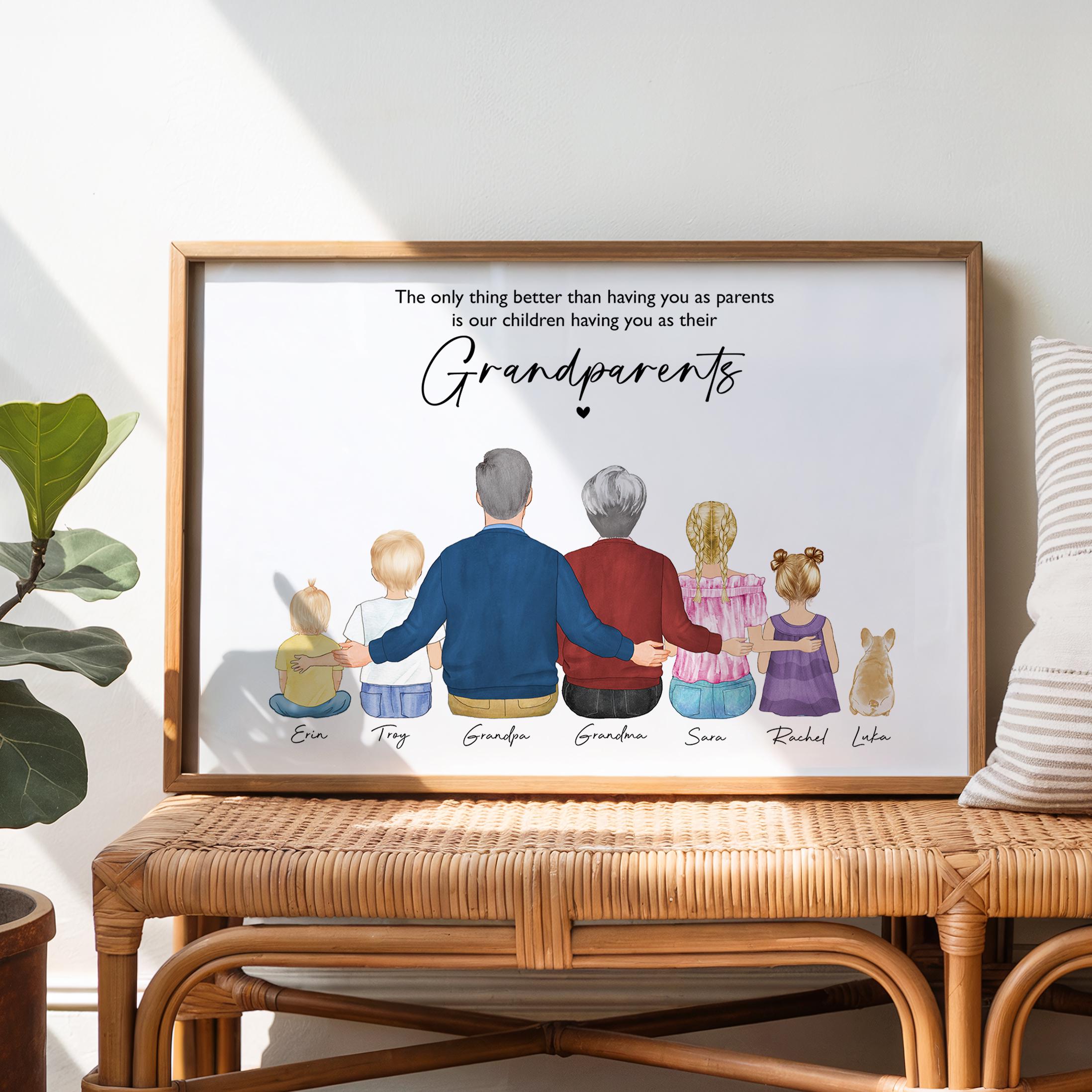 Custom Family Portrait for Grandparents, Nana Papa Gift, Grandma