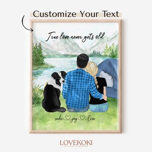 Personalized Couple Dog Camping Print, Anniversary Gift for Him Her,Boyfriend Girlfriend Birthday Gift,Dog Family,Dog Mom Dog Dad Gift,