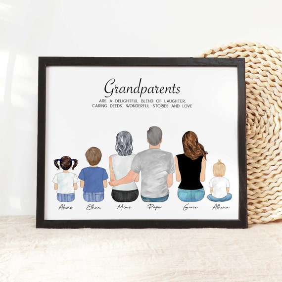 Buy Personalized Valentines Grandpa Gift, Grandparents Print, Custom Family  Wall Art, Family Portrait Drawing, Grandkids Gift, Grandpa Gift Online in  India 