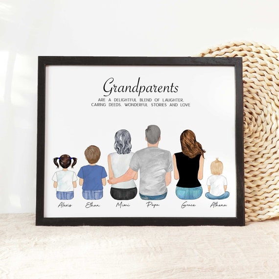 Custom 1st Christmas Family Portrait Gift, Mom Dad Baby Kids Wall Art,  Christmas gift for a new mom, First Christmas as family for Friend