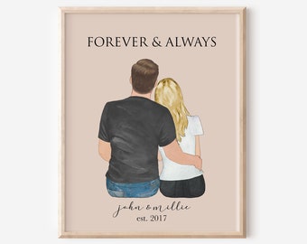 Mother's Day Gift, Personalized Couple Print, Couple Gift, Gift for Her, Boyfriend Girlfriend Print, Gift for Him, Anniversary Birthday Gift