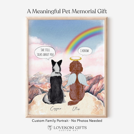 Rainbow Bridge Pet Memorial Portrait, In Memory of Dog Art, They Still Talk About You Print, Remembrance Gift, Framed Wall Art, Canvas Print