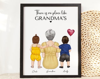 Custom Mother's Day gift for Grandma, Birthday Gift from Nana, Custom Grandmother Wall Art, Grandkids Print, Custom Family Illustration