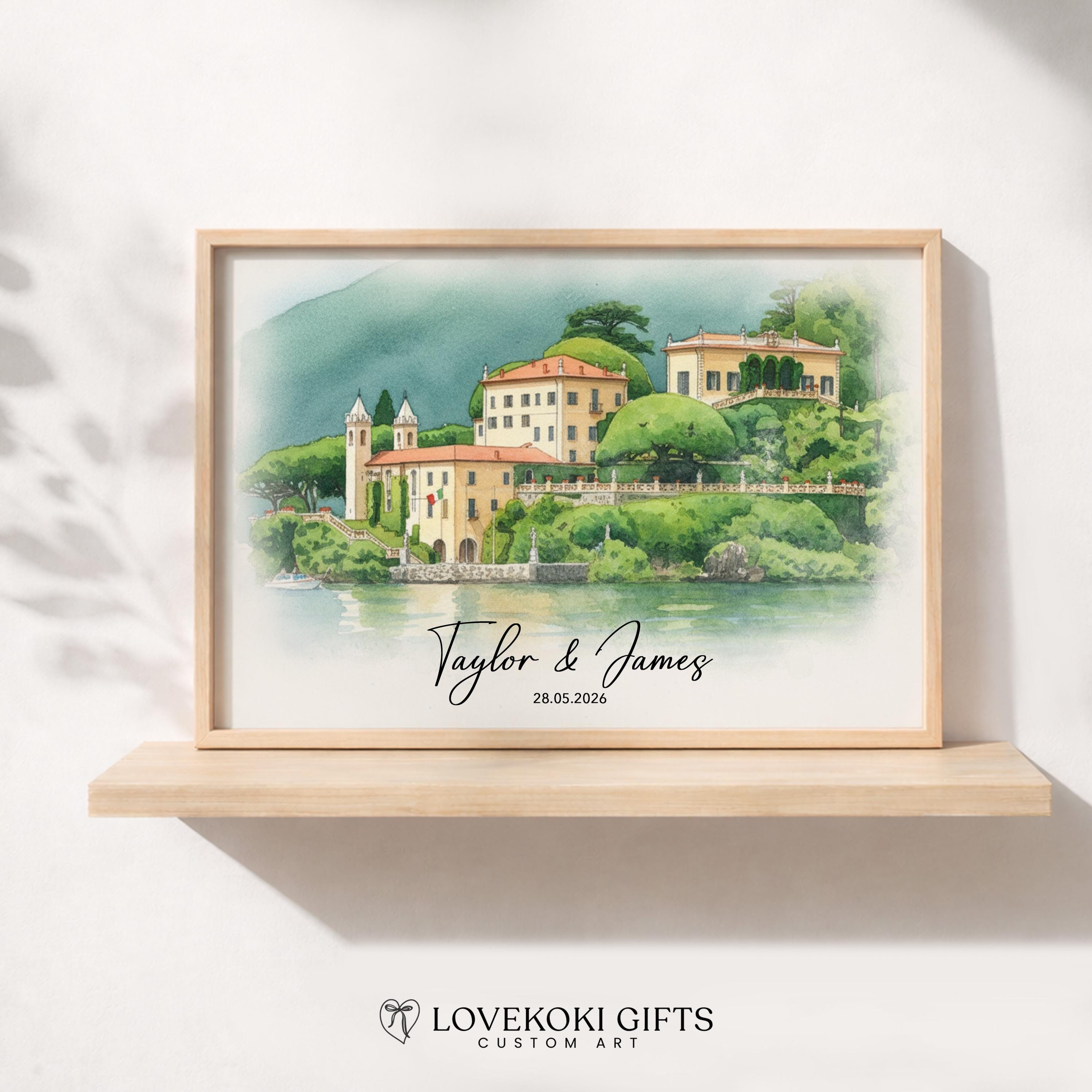 Custom Watercolor Wedding Venue Illustration, 1st Anniversary Gift ...