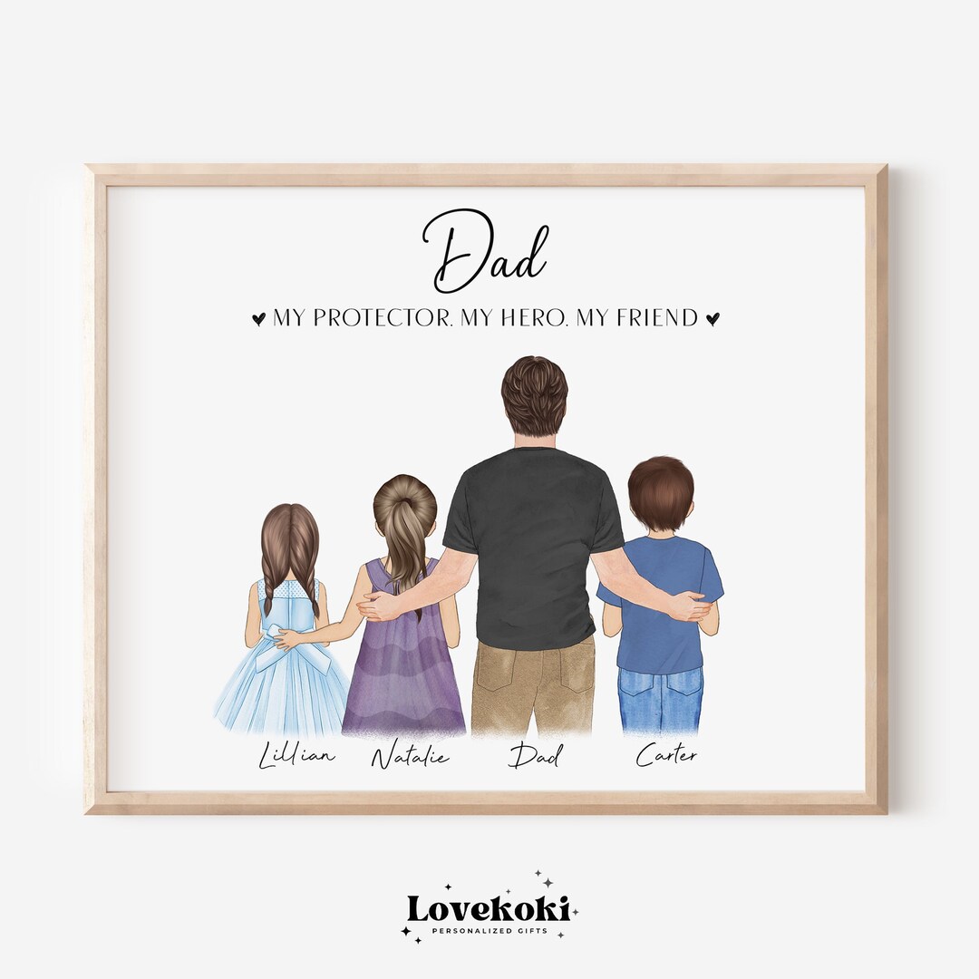 Personalized Fathers Day Gift, Wall Art With Kids, Gift for Dad, Custom ...