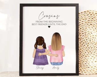 Cousin Birthday Gift, Personalized Mother's Day Gift for Big sister small sister wall art print,Custom Sister Birthday Gift,Best Cousin Gift