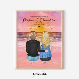 Aangepast Moederdagcadeau voor moeder van dochter, gepersonaliseerd huisdecor, kunst aan de muur moeder dochter voor altijd, aangepast verjaardagscadeau voor dochter/moeder