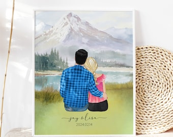 Birthday Gift for Him husband Boyfriend, Personalized Gift for Couple, Couple Print, Mothers Day Gift for her, Anniversary gift, Dog Family