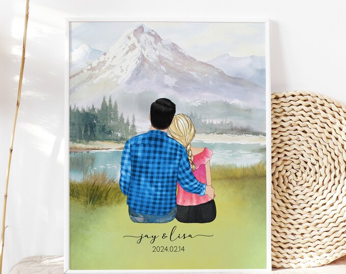 Birthday Gift for Him husband Boyfriend, Personalized Gift for Couple, Couple Print, Mothers Day Gift for her, Anniversary gift, Dog Family