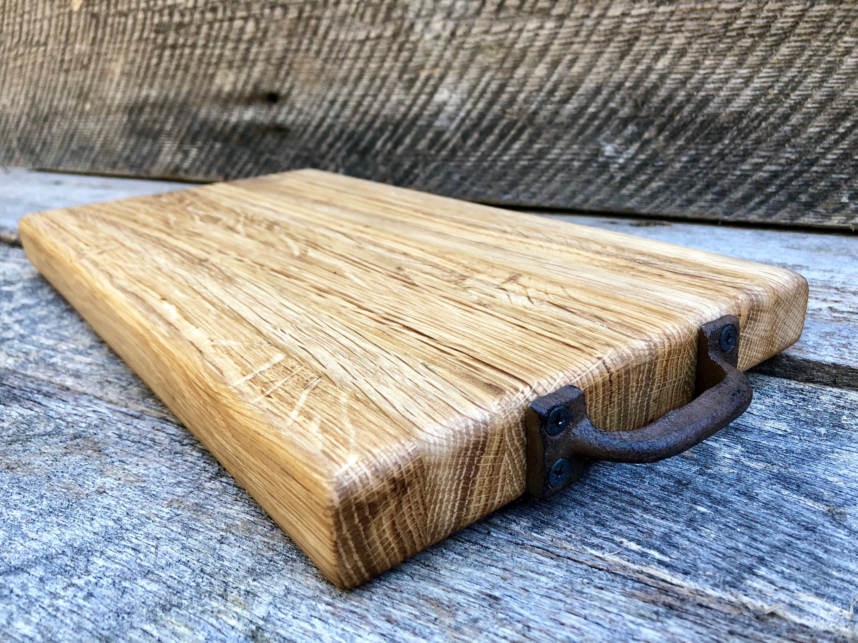 Oak cutting board with rustic handles Etsy
