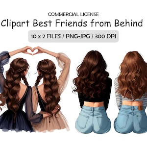 Clipart Beste Freunde von Hinten | 10 hochauflösende PNG- und JPG-Bilder
