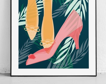 Vintage Shoes With Leaves Giclée Fine-Art Print