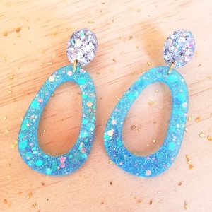 "Frozen season" glitter resin earrings / epoxy resin glitter earrings
