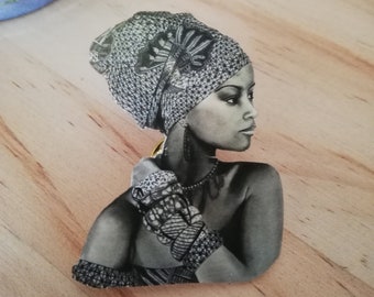 Broche - pin's femme africaine "Miriraï" / African woman Brooch-pin's "Miriraï"