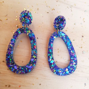 Boucles d'oreilles résine à paillettes Ursula /Ursula glitter epoxy resin earrings image 2