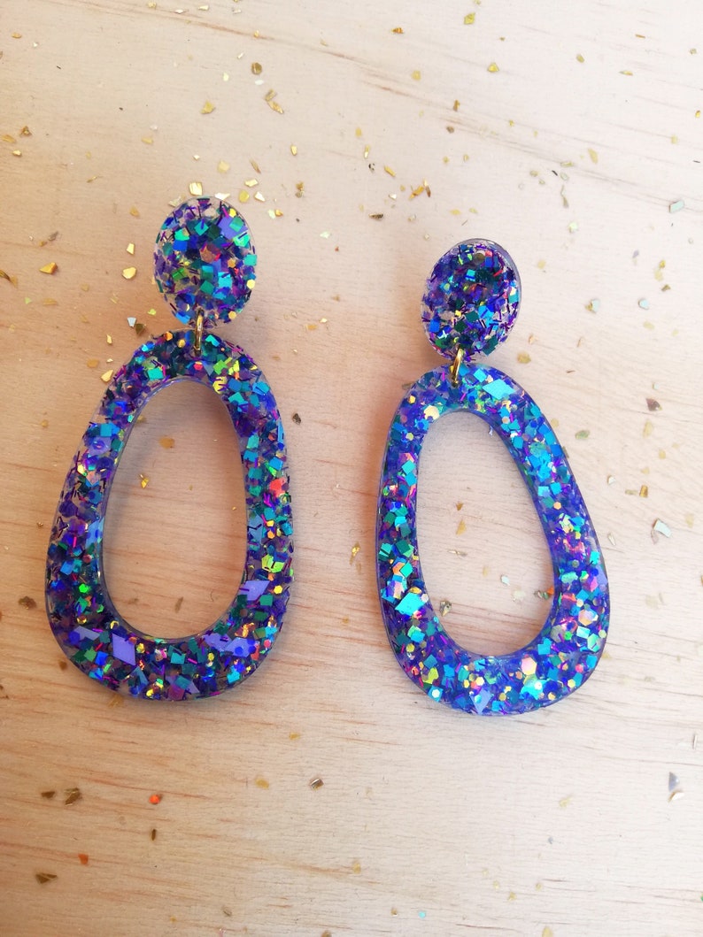 Boucles d'oreilles résine à paillettes Ursula /Ursula glitter epoxy resin earrings image 2