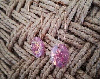Boucles d'oreilles résine à paillettes "Sakura" /"Sakura" glitter resin earrings