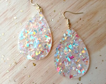 Resin glitter earrings "Faeries" / "Faeries" resin float earrings