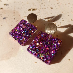 “Rosie” glitter resin earrings