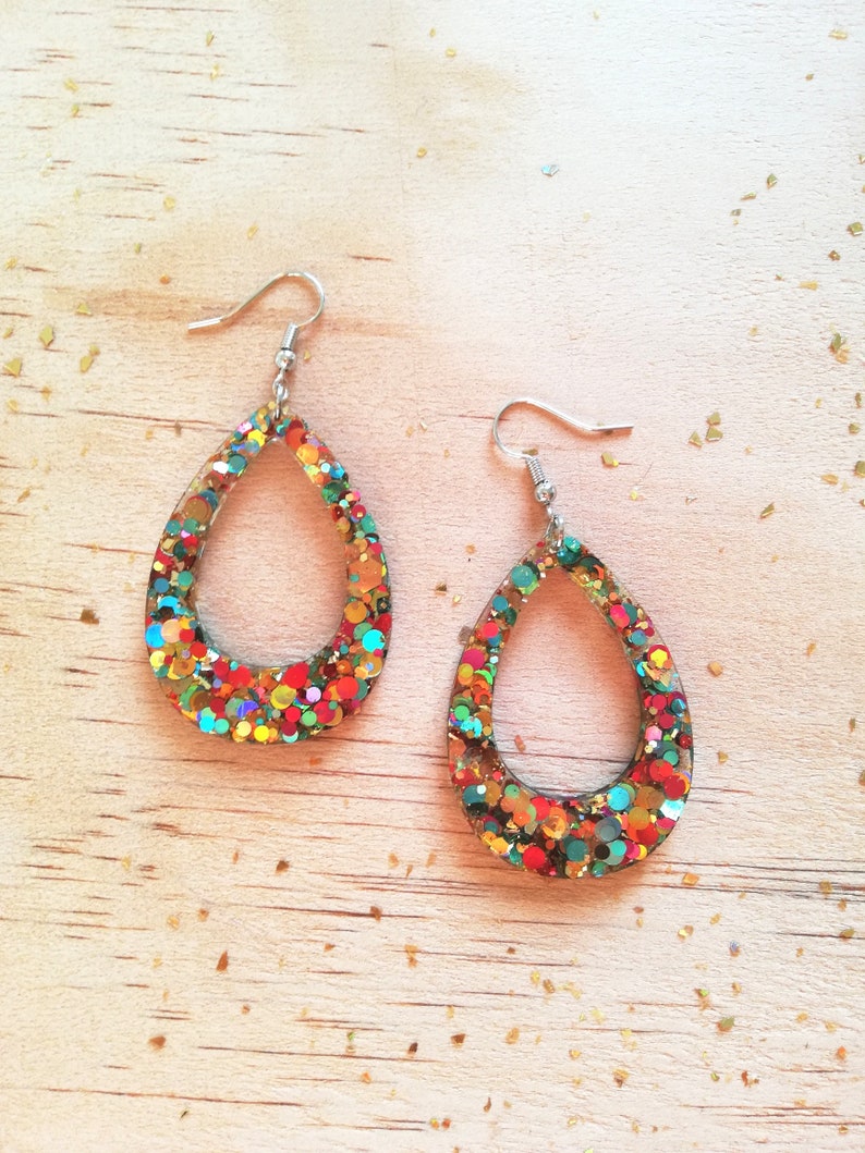 Boucles d'oreilles résine à paillettes Tutti Frutti image 1