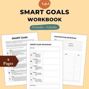 SMART Goals Worksheet Template Goal Setting Planner & - Etsy