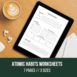 Atomic Habits Inspired Worksheet Bundle - Daily Habit Tracker Printable | Weekly, Monthly & Yearly Habit Log PDF