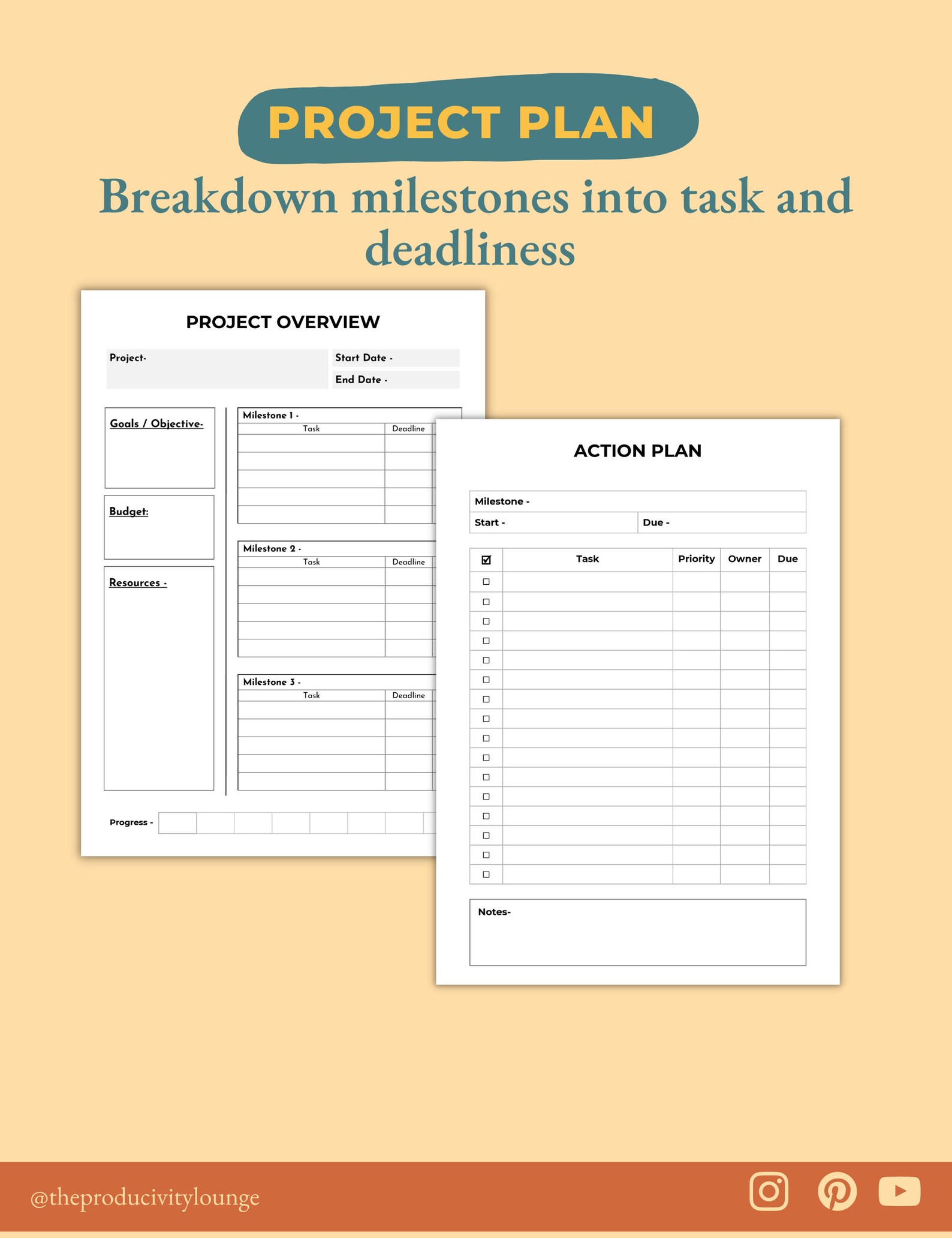 Project Management Planner Templates Digital and Printable | Etsy
