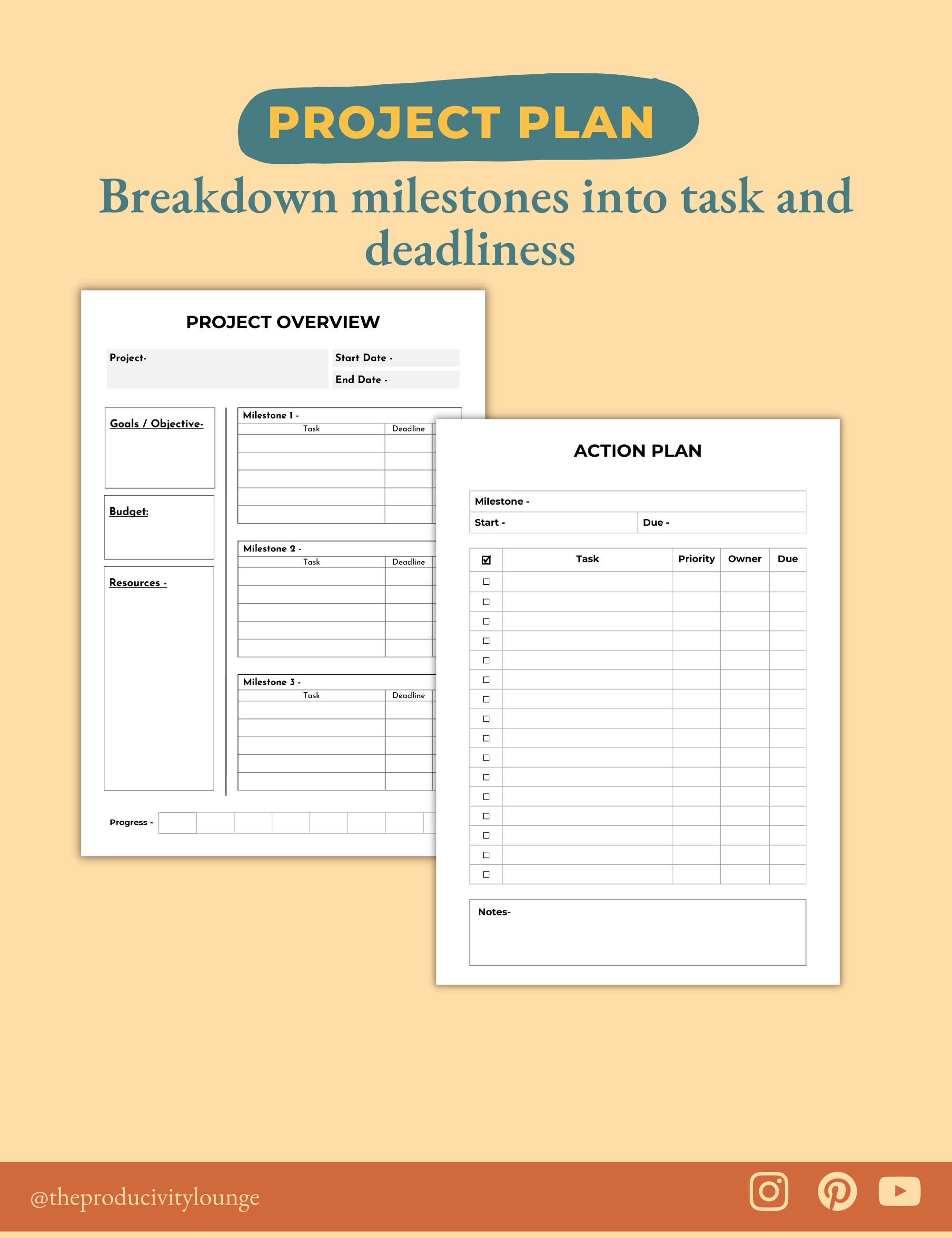 Project Management Planner Templates Digital and Printable Etsy