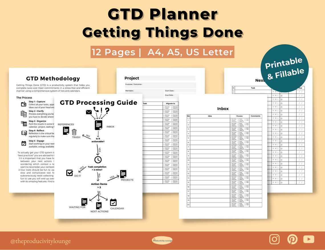 Getting Things Done GTD Planner GTD Printable Planner Gtd - Etsy