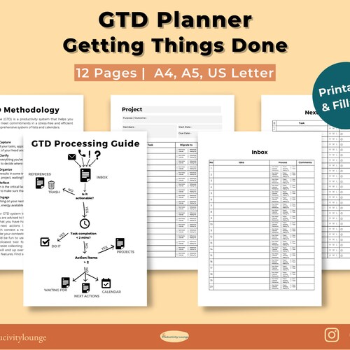 Getting Things Done GTD Planner GTD Printable Planner Gtd - Etsy