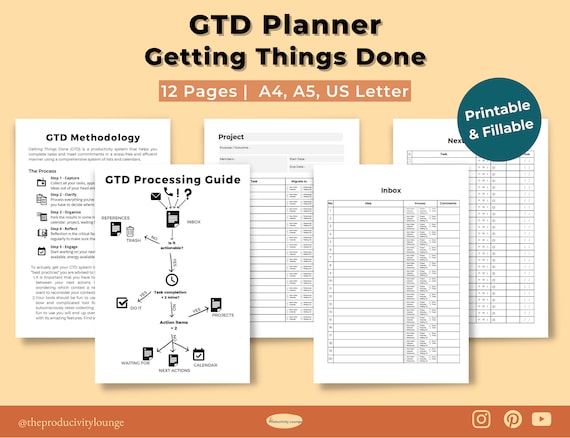 Getting Things Done GTD Planner GTD Printable Planner Gtd - Etsy