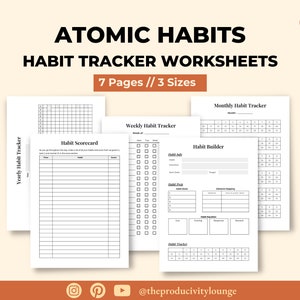 Atomic Habit Tracker Atomic Habits by James Clear Habit Worksheet