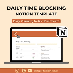 Daily Time Blocking Template in Notion - Aesthetic Notion Timetable Template; Daily Planner Notion Dashboard; Time Blocking Planner