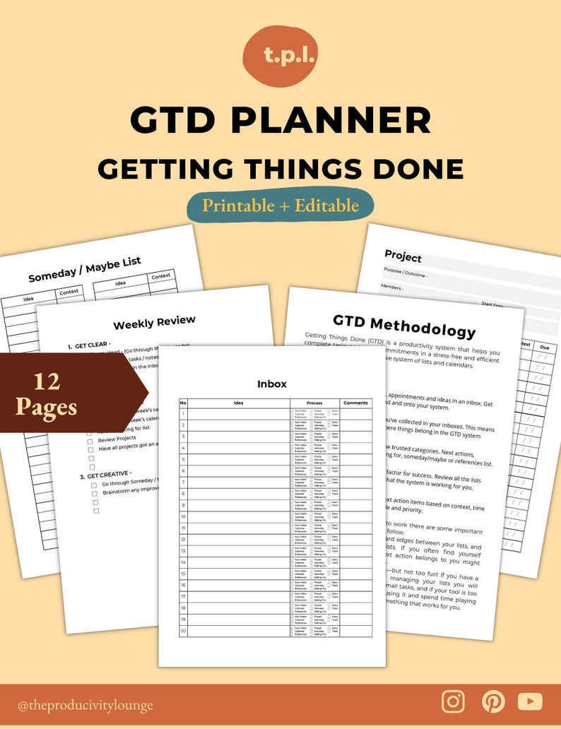 getting-things-done-gtd-printable-planner-editable-pdf-gtd-etsy